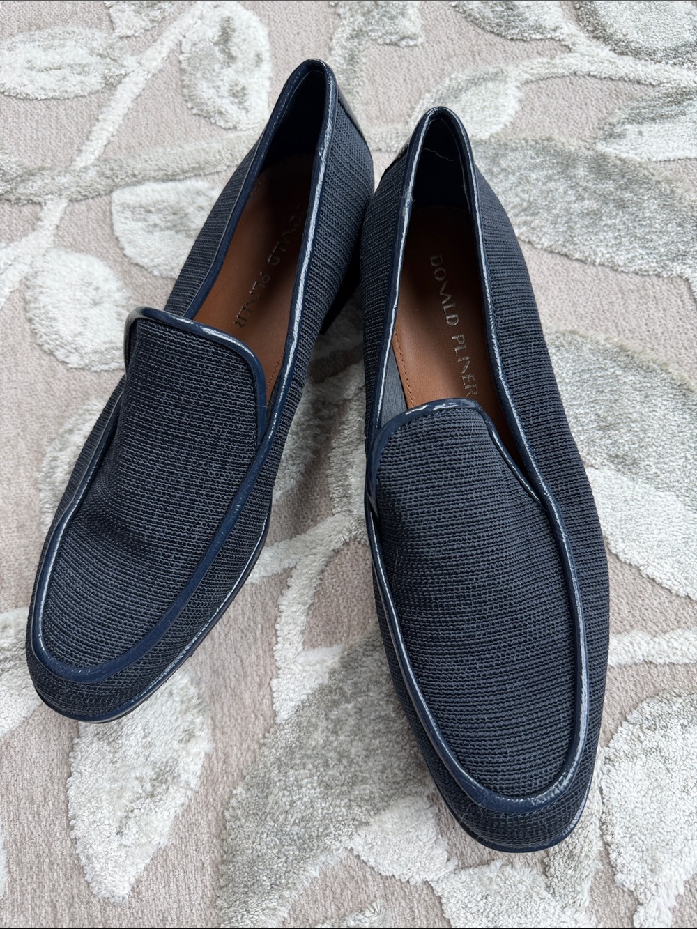 Donald J. Pliner Navy Woven Slip-On Loafers